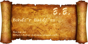 Bohár Balázs névjegykártya